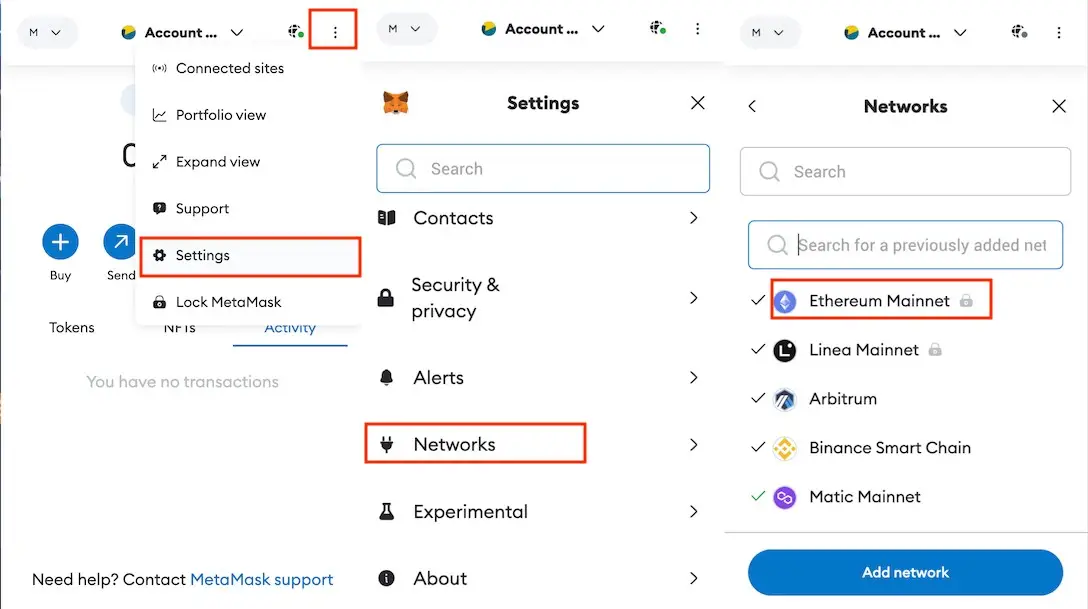 thêm mạng khách vào ví meta mask